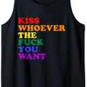 Kiss Whoever the fuck you want LGBT Rainbow Pride Flag Tank Top Medium