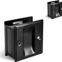 HOMOTEK 2 Pack Privacy Pocket Door Pull – No Switch Plate, Replace Old or Worn Passage Pulls, 2-3/4" x 2-1/2", Black