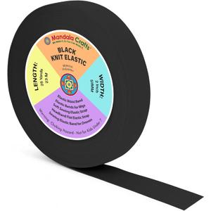 Mandala Crafts Wide 2 Inch Black Elastic Bands Spool for Pants Waistbands Sewing and DIY Crafts, 25 YD Stretchy Flat Fabric Strap Knit Elastic Band for Wig