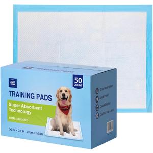 Basics Heavy Duty Dog and Puppy Pee Pads, LeakProof 5Layer Super Absorbent, QuickDry Surface for Potty Training, Regular Size, 24x23", Blue & White, 50 Count