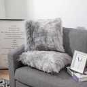 OYIMUA Fluffy Decorative Throw Pillow Covers Gray 2020, Faux Fur Farmhouse Luxury Pillow Cases,Soft Plush Fuzzy Cushion Covers for Sofa Couch Living Room Bedroom Set of 2
