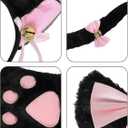 Cat Halloween Costume Accessory 5 Pcs Set with Ears Headband Paws Gloves Bow Tie Tail for Adults Animal Costume Bear,Mouse (Black)