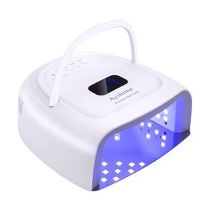 Ayshone Rechargeable LED Gel Nail Lamp,60W Cordless UV Led Nail Light Nail Dryer for Gel Nails with Lifting Handle Touch Sensor LCD Screen(White)