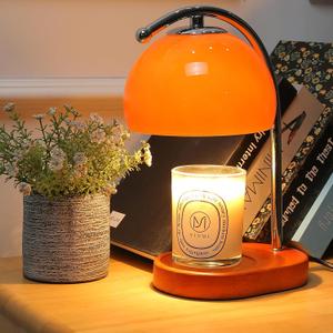 Mid Century Orange Glass Candle Warmer Lamp with Timer & Dimmer, Mothers Day Birthday Gifts for Women Mom, House Warming Gifts New Home, Wax Warmer Lamp for Bedroom Decor with 2 Bulbs