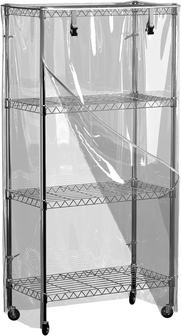 Clear PVC Shelf Cover Fully Visible Waterproof Wire Rack Protector with Zipper, 36" W x 18" D x 72" H, Cover Only