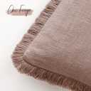 Foindtower Decorative Linen Fringe Throw Pillow Covers Cozy Boho Farmhouse Cushion Cover with Tassels Soft Accent Pillowcase for Chair Sofa Bed Living Room Home Decor, 2626 Inch,1PC,Dusty Pink