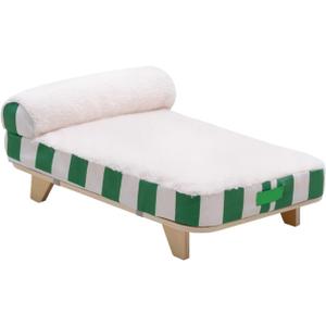 Elevated Cat Bed Pet Cushion Soft Raised Nests Kennel Pad with Removable Mattress for Outdoor Sofas Chairs Floors Indoor, Green and White