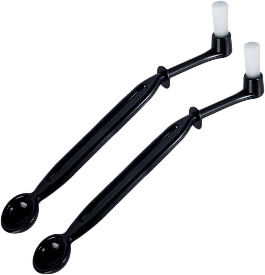 Coffee Machine Brush Cleaner Nylon Espresso Machine Brush Grinder Brush Coffee Cleaning Tool with Spoon (Pack of 2) (Black)