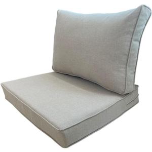 Outdoor Seat/Back Deep Chair Cushion Set for Patio Furniture - Lounge Chair Cushions with Zipper - Water-Resistant Patio Chair Cushions 24x24 (Khaki)