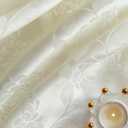 GLORY SEASON Textured Tablecloth Waterproof Spillproof Lace Trim Rectangle Jacquard Fabric Table Cloth, Kitchen Dinning Tabletop Decoration, Round Table Cover for Outdoor Use 60x102 Inch, Ivory White
