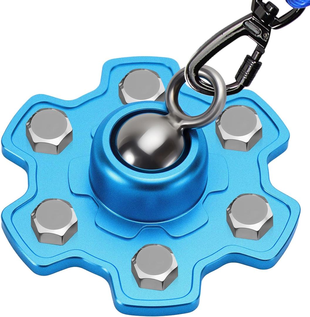 Dog Tie Out Stake for Camping, 360° Swivel Anti-Tangle Dog Anchor System with 6 Strong Screws for Large Breeds up to 200lbs, Heavy Duty Dog Runner for Yard Outside Play, Sky Blue
