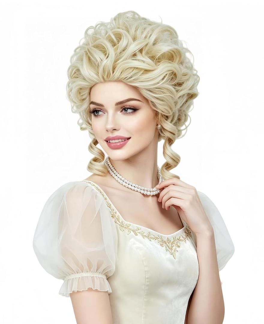 Rugelyss Short Wavy Blonde Wig Big Bouffant Beehive Wigs for Women fits 70s 80s Costume or Halloween Party