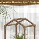 Tikea Small Plant Stand Indoor Outdoor Castle-shaped Plant Stand for Multiple Plants Wooden Plant Shelf Organizer Display Flowers Rack for Corner Living Room Balcony Patio (Model A 3 Tiers)