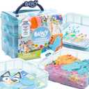 Bluey Stackable Sensory Case - Reusable Bin With Stickers, Play Sand Bags, Coloring Activities, Toys for Toddlers 1-3, Sensory Toys, Medium