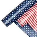 Mabende America Flag Vinyl 2 Pcs 10'' x1 Yard, USA Flag Patriot Pattern PU Iron-On HTV Vinyl for T-Shirts Craft DIY, Stars Heat Transfer Vinyl Compatible with All Cutters (Flag Theme)