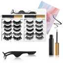 Magnetic Eyelashes Kit - 10 Pairs Lightweight 3D Natural Look Magnetic Lashes with Eyeliner & Tweezers, Reusable Mink False Eyelashes, Sweatproof, No Glue Needed, Easy to Apply (10pairs)