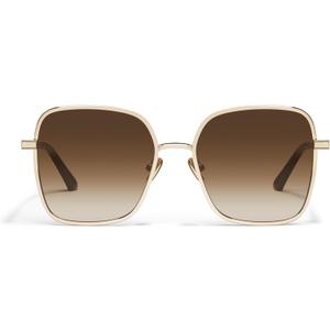 QUAY - Womens Sunglasses, Square Lenses with UV Protection, Oversized Sunglasses (Ever After) (Gold/Brown)