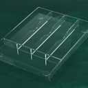 Expandable Acrylic Kitchen Corner Cabinet Organizer, Transparent Silverware Organizer with 5 Compartments