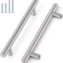 Probrico 10 Pack|T Bar Modern Cabinet Handles 6-1/3 inch Hole Centers, Stainless Steel Kitchen Cabinet Hardware Bedroom Drawer Pulls Euro Style Handles (Brushed Nickel)