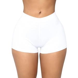 BORIFLORS Women's Sexy Workout Gym Biker Elastic Waist Booty Shorts (Medium, White)