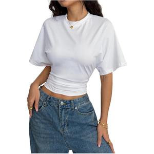 SOLY HUX Women's Basic T-Shirt Crew Neck Short Sleeve Tops Summer Fitted Tee Shirts (Large)
