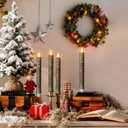 6 Pcs Black and Gold Christmas Flameless Taper Candles - 9.65 Inch Battery Operated LED Candlesticks with Flickering Flame, Elegant Xmas Table Centerpiece for Holiday Home Party Decor