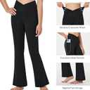baleaf Girls' Flare Leggings Cross High Waisted Bootcut Yoga Dance Pants Kids Bell Bottoms Leggings with Pockets (Black, S)