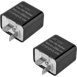 2PCS 12V Speed Adjustable 2 Pin LED Flasher, Electronic Flasher Relay Replacement Hazard Warn Flasher Relay, 2-Pin Hyper Flash Fix Car Motorcycle LED Turn Signal Light (Black)