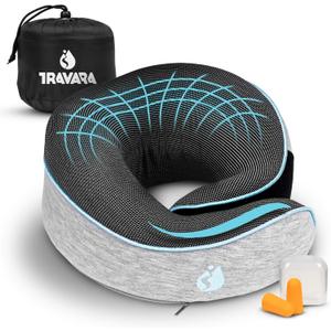 Travel Pillow - Airplane Neck Pillow with 360 Support - 100% Pure Memory Foam Flight Pillow for Sleeping on Airplanes - Travel Neck Pillow for Traveling (Grey)