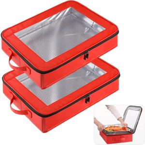 OUTXE 2 Pack 9x13 in Foil Pan Carrier with Lid, Stackable Foil Pan Holder
Serving Tray for Food, Aluminum Pan Holder for Travel, Potlucks, Parties, BBQ, Picnics, Home