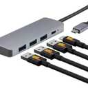 Amazon Basics USB 3.2/3.1 Gen 2 Multiport USB C Hub Dock, 10Gbps, USB-C to 1xUSB-C/3xUSB-A, Works with Windows/Mac, Silver, Black