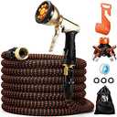 ACSTEP 50 Foot Garden Hose，50FT Expandable Water Hose with 9 Function Metal Nozzle,Lightweight & No-Kink Flexible Garden Hose, High-Pressure Heavy Duty Leakproof Retractable Water Hose 50Feet Orange