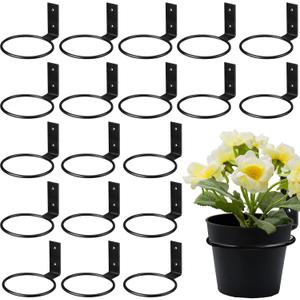 20 Pcs Flower Pot Holder Ring Wall Mounted Plant Wall Hanger Rings Metal Planter Hooks Hangers Bracket for Balcony Home Garden Yard, Black(4 Inch)