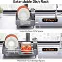 Urackify Stainless Steel Dish Drying Rack - Dish Drainer for Kitchen Counter, Extendable Drainboard with Foldable, Space-Saving Cup & Bowl Organizer, Includes Knife and Utensil Holder, Gray