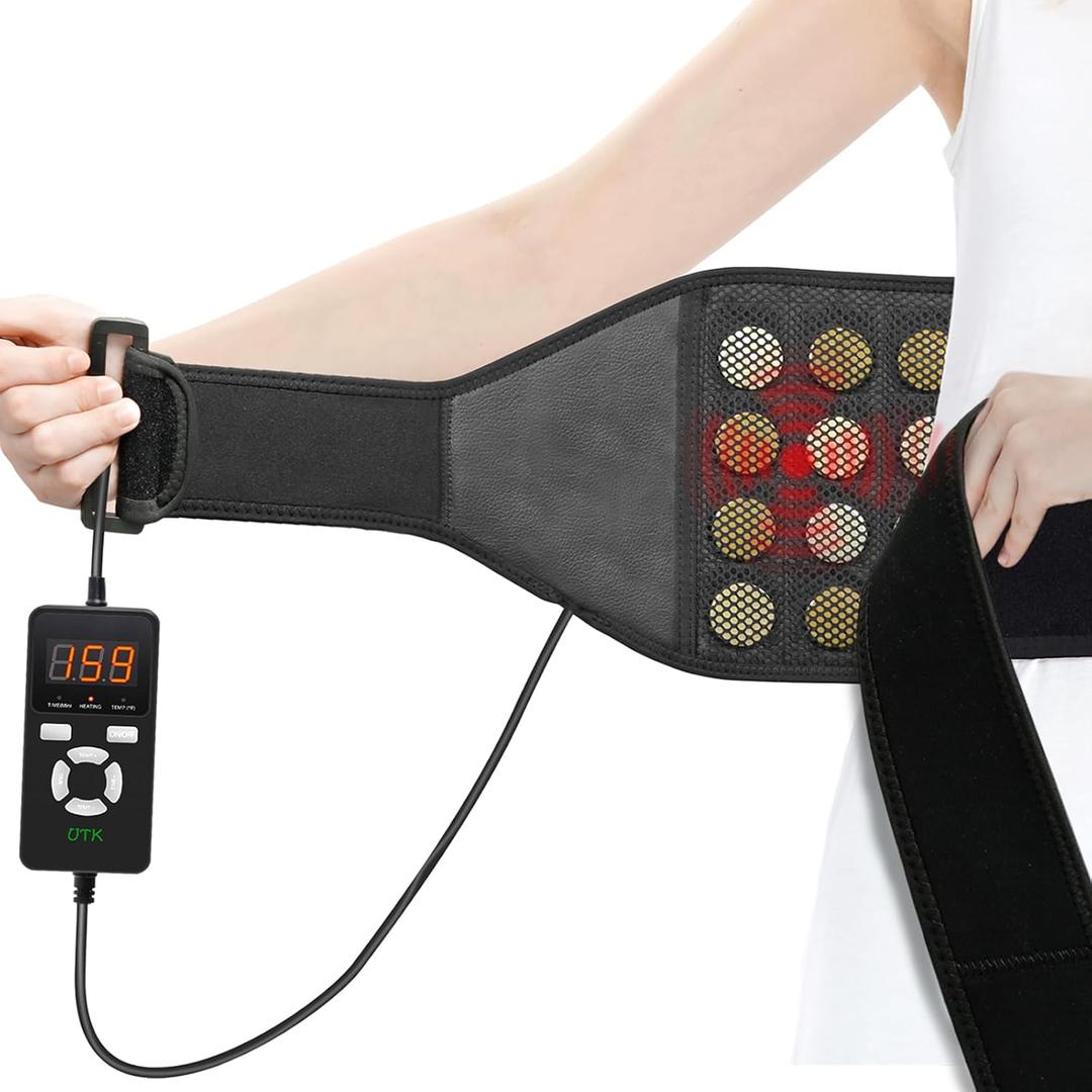 UTK Far Infrared Vibrating Heating Pad with Vibration Massage for Lower Back Pain. 3 Vibration Modes, Smart Controller, Hot Enough (103-159)Back Pain Relief,S-XXXXL