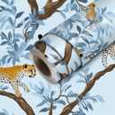 Jungle Leopard Wallpaper Peel and Stick Contact Paper Wall Paper Stick 17.7" x 118.1" Self Adhesive Removable Vinyl Wall Covering Bedroom Kitchen Bathroom Home Decor