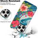 Magnetic for iPhone 16 Pro Case Cute Hibiscus Flower Ocean Wave Phone Case, Tropical Floral Beach Shockproof Slim TPU and Hard PC Protective Phone Cover Compatible with MagSafe Gift for Women