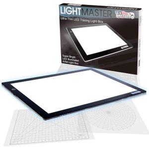 U.S. Art Supply Lightmaster 17"x24" (A2) LED Lightbox Board - 32.5" Diagonal, Ultra-Thin, Dimmable Light Pad - Measuring Grid & Protractor Included - 110V, Flicker-Free, Portable, 50,000 Hour LEDs