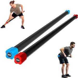 Fitvids Total Body Workout Weighted Bar with Solid Steel Core and Padded Foam Surface, 45 LB