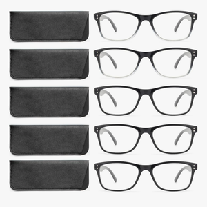 Reading Glasses Blue Light Blocking, Computer Glasses for Women Men, Fashion Square Eyeglasses 5 Pairs +1.5