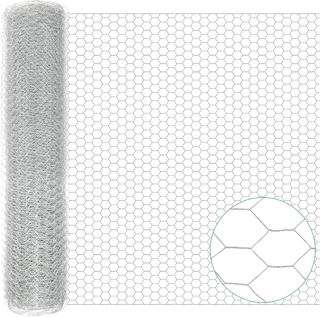 45 in X 100 ft Chicken Wire Fencing Metal Floral Chicken Wire Fence for Crafts 1 Inch Hexagonal Galvanized Poultry Wire Netting for Chicken Coop Barrier Rabbit Cage