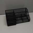 Lavatino Larger Mesh Desk Organizer with Drawers, Multifunctional Desk Organizers and Accessories with 6 compartments + 2 Drawer, Office Desktop Organization for supplies (Black)