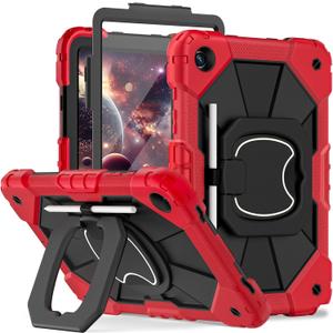 WESOROL Case for Samsung Galaxy Tab A9 Plus 11 Inch 2023 (SM-X210/X216/X218), Heavy Duty Galaxy Tab A9+ Tablet Case with Screen Protector 360 Rotating Handle Strap Pen Holder, Red