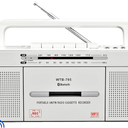 Cassette Player Boombox, Portable AM/FM Radio Stereo with Bluetooth, USB, Dual Big Speaker, Earphone Jack, Record to Cassettes/USB via Mic,Cassette to MP3 Converter,AC/DC Powered