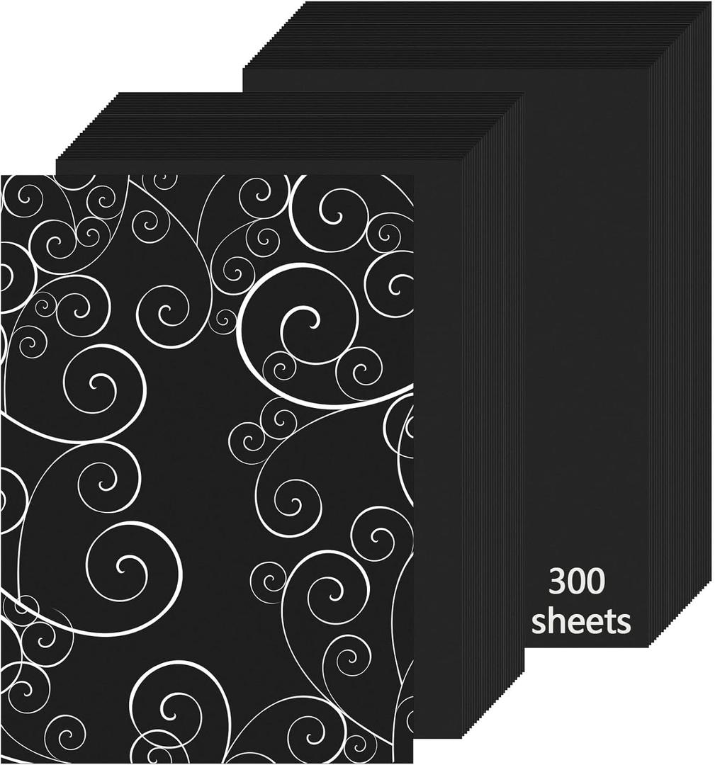 Black Cardstock Paper 8.5'' x 11'', 300 Sheets 180gsm/65 lb Black Printer Cover Card Stock, Premium Heavy Construction Paper for Card Making Printing Craft Drawing Scrapbooking Cutting