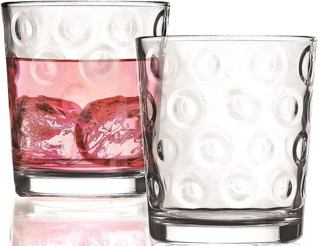Circleware Circles Heavy Base Whiskey Drinking Glasses, Set of 4, Entertainment Dinnerware Glassware for Water, Juice, Beer Bar Liquor Dining Decor Beverage Cups Gifts, 3 Count (Pack of 1), Clear