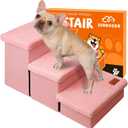 Dog Stairs with Furry Lids 18" H, 3-Step Wider Dog Steps with Storage for Small/Medium/Large Dogs Cats, Folding Sturdy Pet Stairs Climbing Bed or Sofa, Ramp for Car Hold Up to 200 lbs, Pink