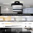Ceiling Fans with Lights and Remote, Flush Mount Modern Bladeless Ceiling Fan with Light, 6 Speeds, Stepless dimming and CCT 3000K-6000K LED Lights for Bedroom, Study Room (Black, 17.7)