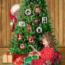 2025 Photo Ornaments for Christmas Tree, Christmas Picture Frame Ornament, Easy-Load Magnetic Frame with Ribbon, Charm & Photo Protector, Horizontal - Sparkly Red