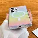 SAKUULO Magnetic Case for Samsung Galaxy S23 Ultra Compatible with Magsafe, Bling Laser Iridescent Florescent Crystal Sparkly Luxury Shockproof Protective Cover for Women Men